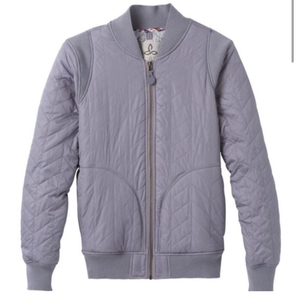 prAna Diva Varsity Jacket Women’s XL in Vapor Gray Sherpa Lined Zip Up